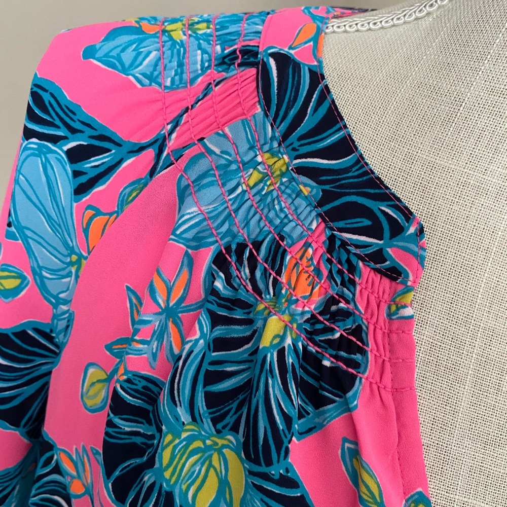 NWOT Lilly Pulitzer Medium Dress Floral Long Sleeve V-Neck - Picture 5 of 13